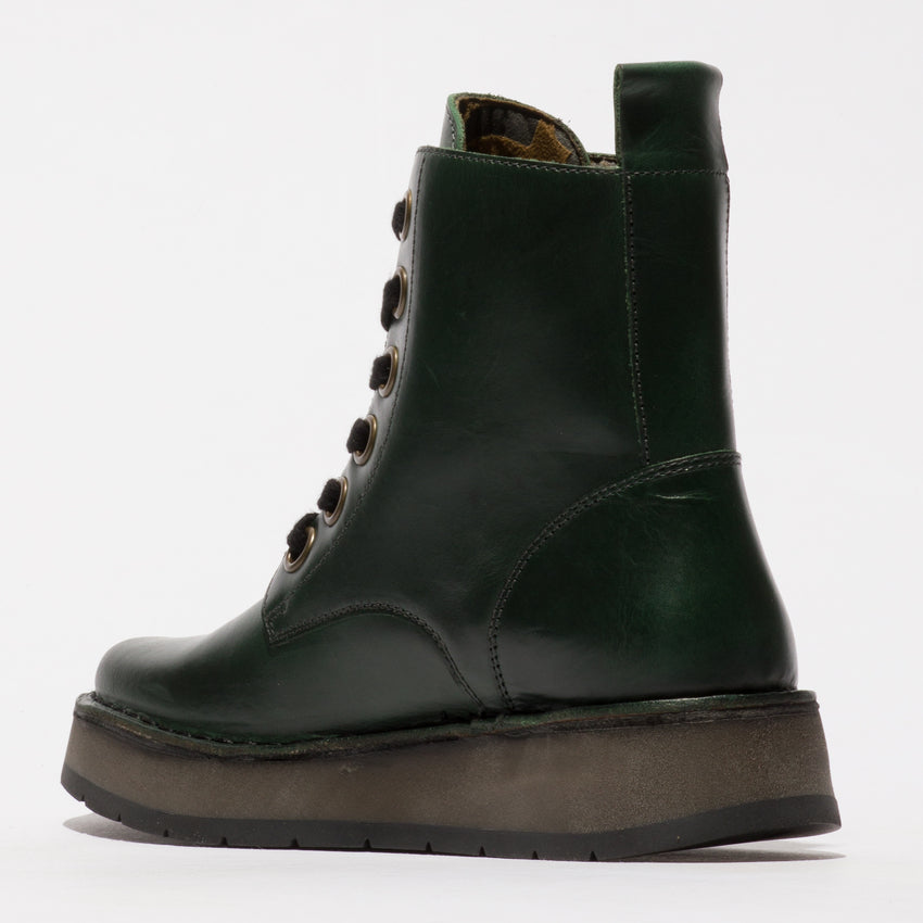 Fly London Women's REIG201FLY Leather Lace-Up Ankle Boots Petrol Green