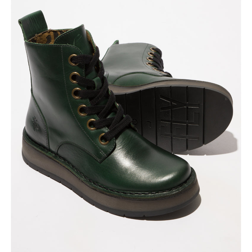 Fly London Women's REIG201FLY Leather Lace-Up Ankle Boots Petrol Green