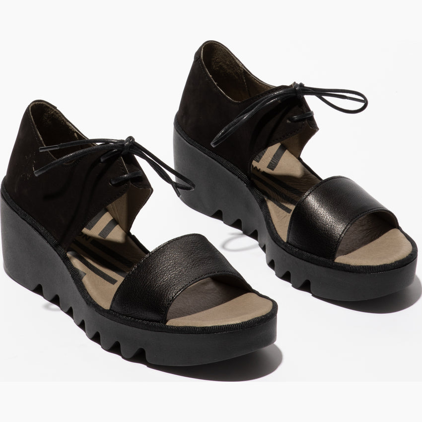 Fly London Women's BILU465FLY Lace-Up Sandals Black