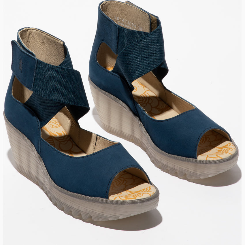 Fly London Women's YEFI473FLY Leather Strap Sandals Blue