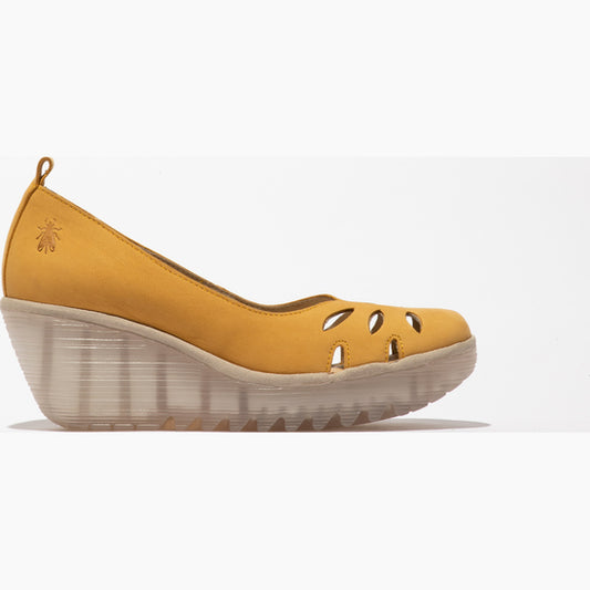 Fly London Women's YUBI480FLY Leather Slip-On Shoes Bumblebee Yellow