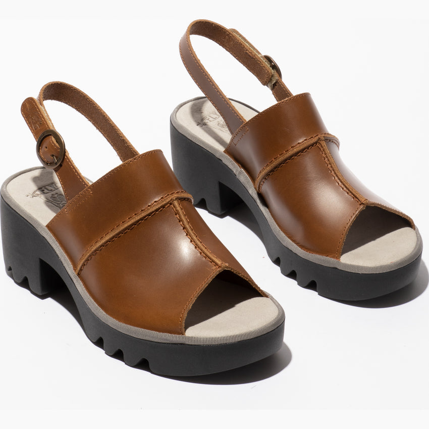 Fly London Women's TUPI495FLY Sling-Back Sandals Camel Brown