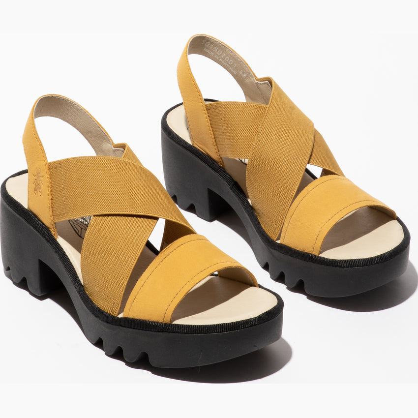 Fly London Women's TAJI502FLY Crossover Sandals Bumblebee Yellow