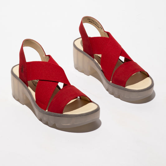 Fly London Women's TAJI502FLY Crossover Sandals Lipstick Red