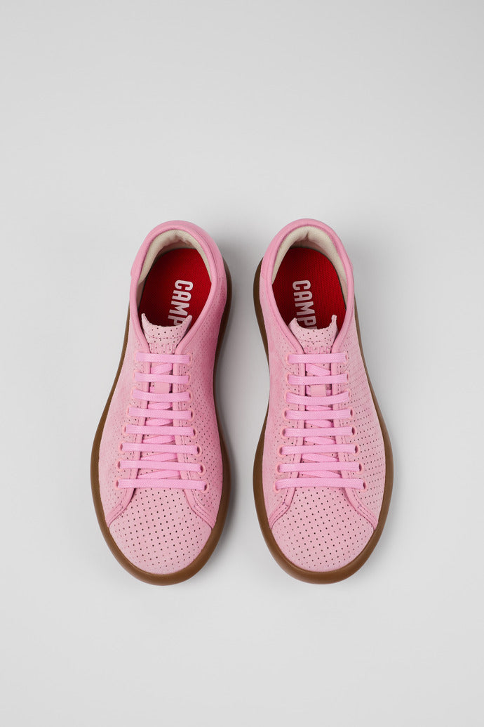Camper Women's K201668 Pelotas Soller Nubuck Leather Sneakers Pink