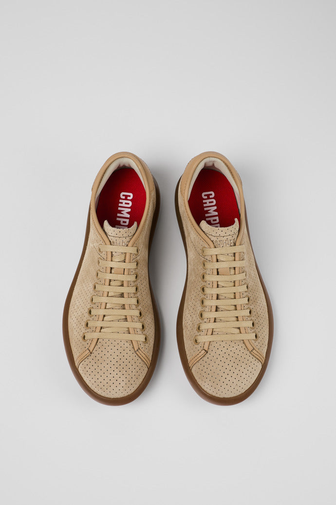 Camper Women's K201668 Pelotas Soller Nubuck Leather Sneakers Beige