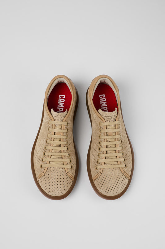 Camper Women's K201668 Pelotas Soller Nubuck Leather Sneakers Beige