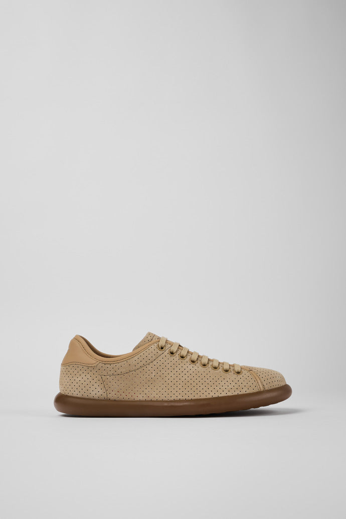 Camper Women's K201668 Pelotas Soller Nubuck Leather Sneakers Beige