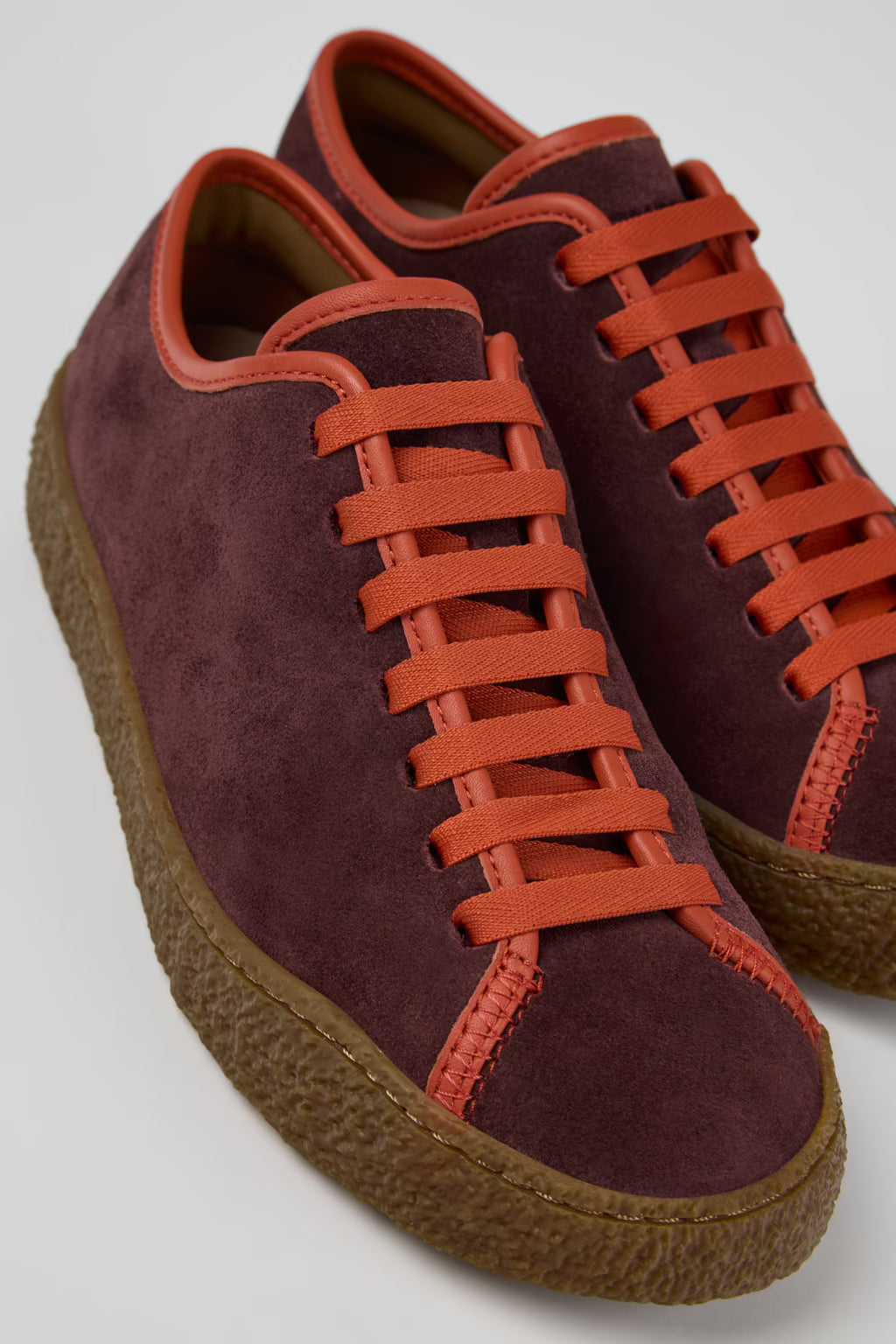 Camper Women's K201824 Peu Terreno Leather Sneakers Burgundy/Orange