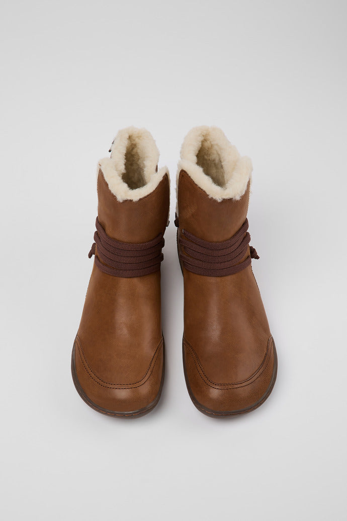 Camper Women's K400505 Peu Leather Ankle Boots Cola Brown