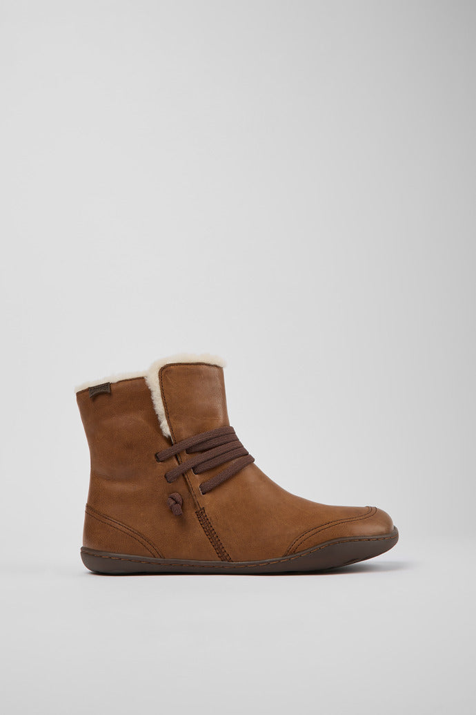 Camper Women's K400505 Peu Leather Ankle Boots Cola Brown