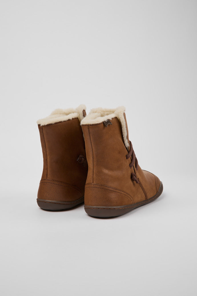 Camper Women's K400505 Peu Leather Ankle Boots Cola Brown