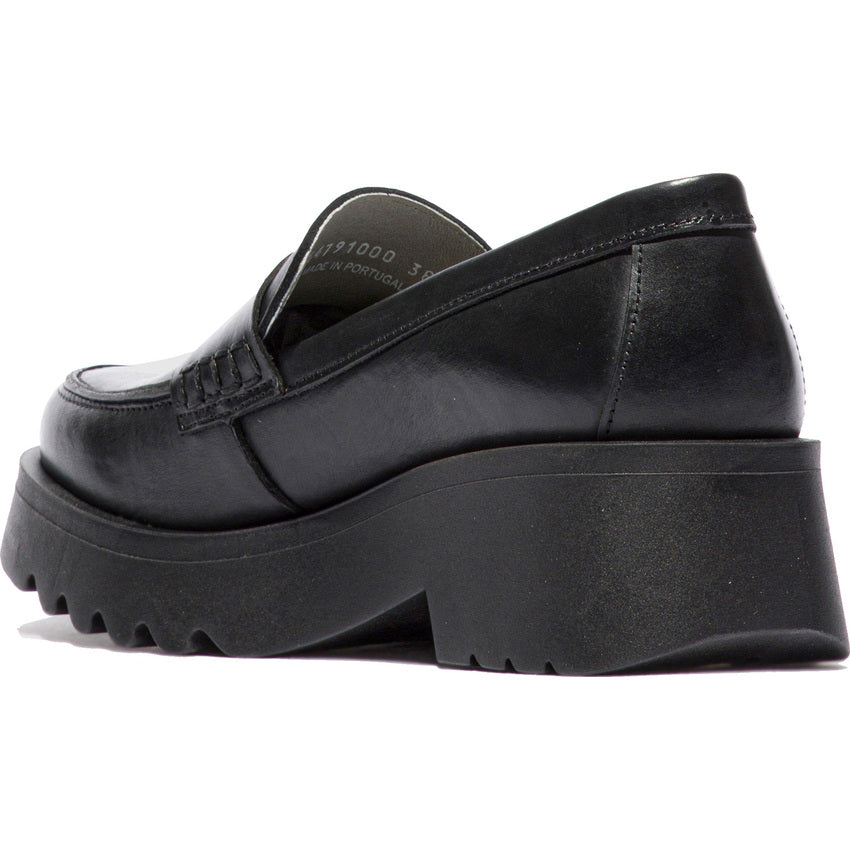 Fly London Women's MAUS791FLY Leather Loafer Shoes Black