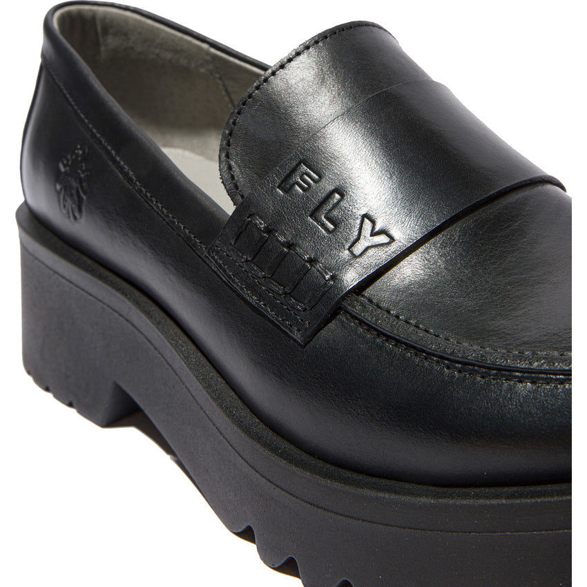 Fly London Women's MAUS791FLY Leather Loafer Shoes Black