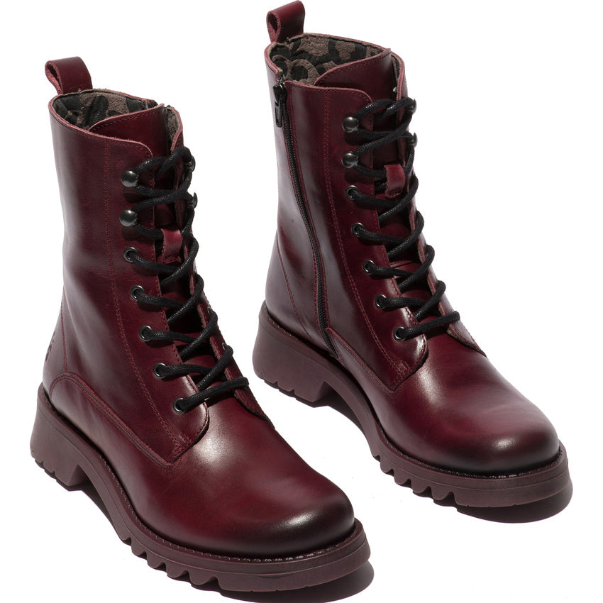 Fly London Women's REID893FLY Leather Lace-Up Boots Purple