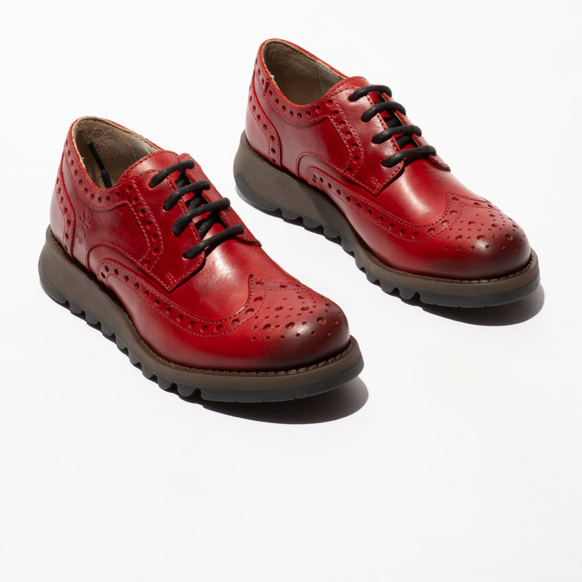 Fly London Women's SIIP362FLY Leather Lace-Up Shoes Red