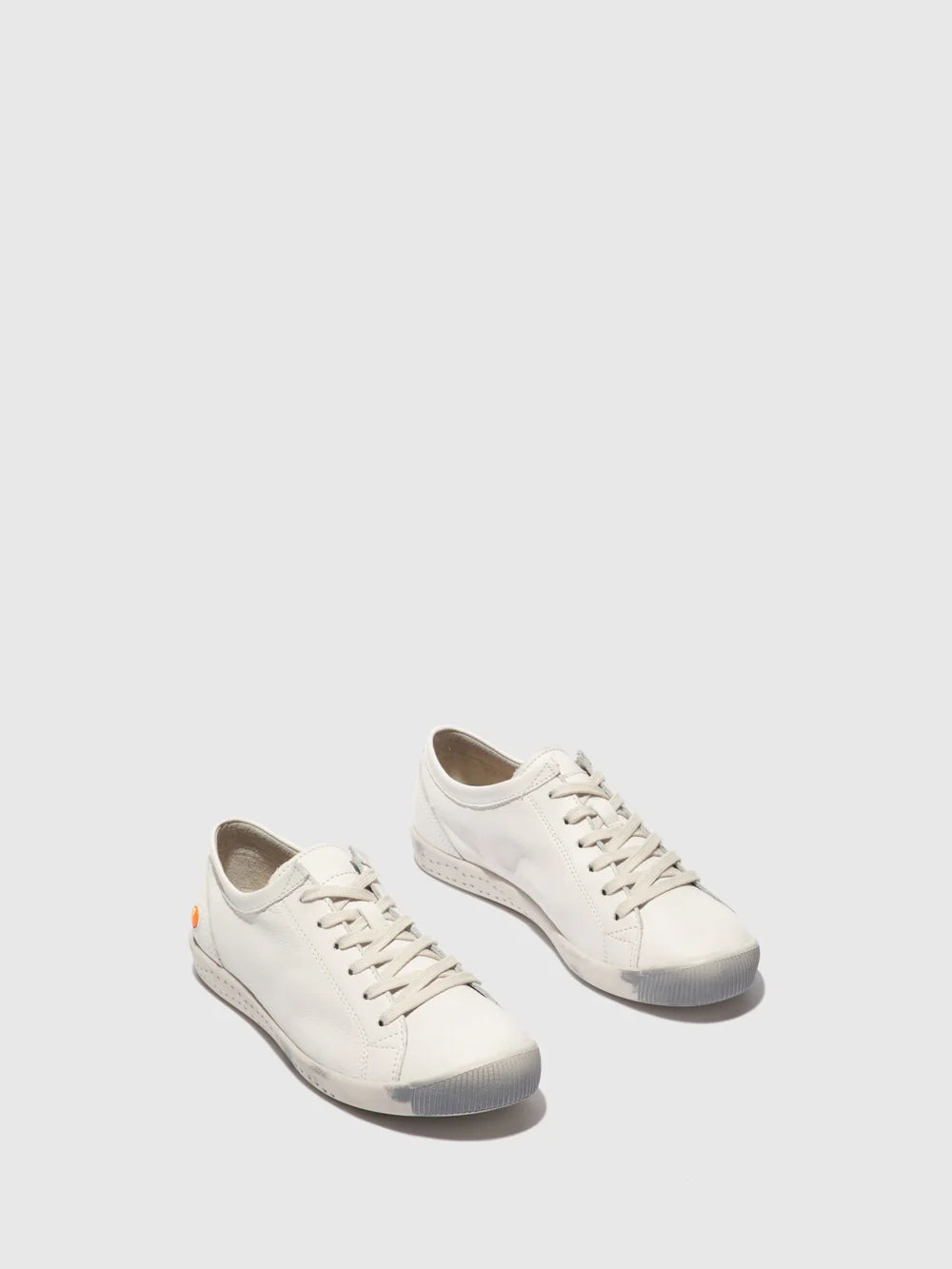 Softinos Women's ISLA154SOF Leather Lace-up Trainers Smooth White