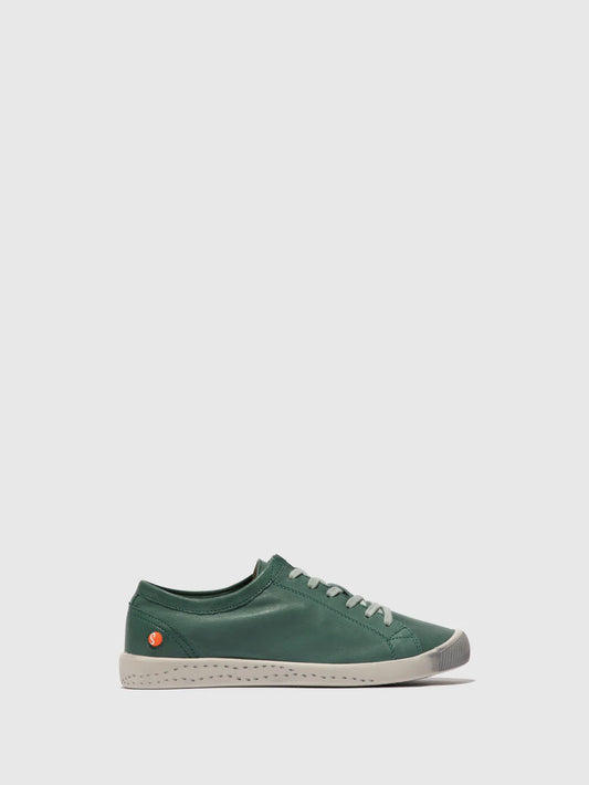 Softinos Women's ISLA154SOF Leather Lace-up Trainers Washed Green