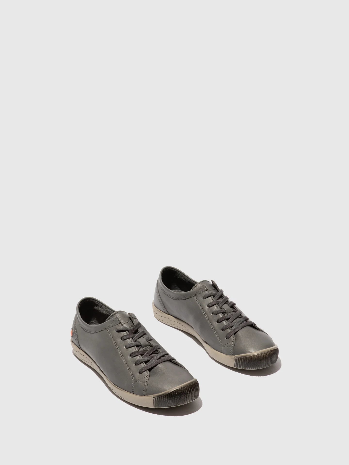 Softinos Women's ISLA154SOF Leather Lace-up Trainers Washed Grey