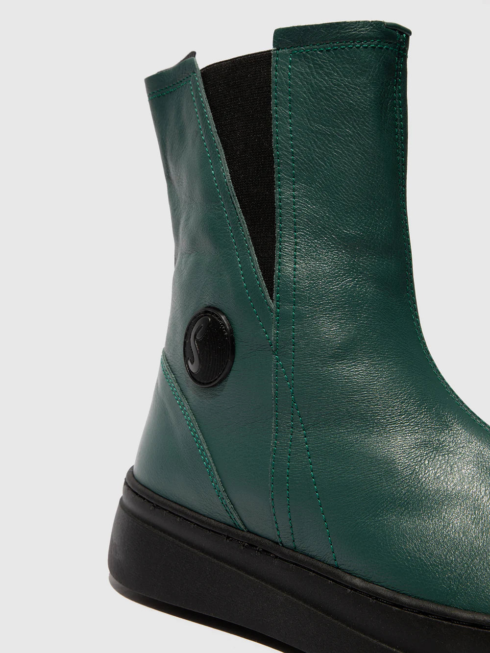 Softinos Women's AMBE757SOFLeather Chelsea Boots Teal Green