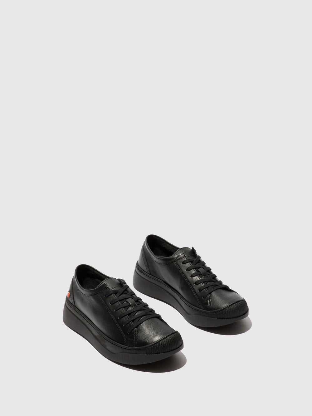 Softinos Women's APUR771SOF Leather Lace-up Trainers Black