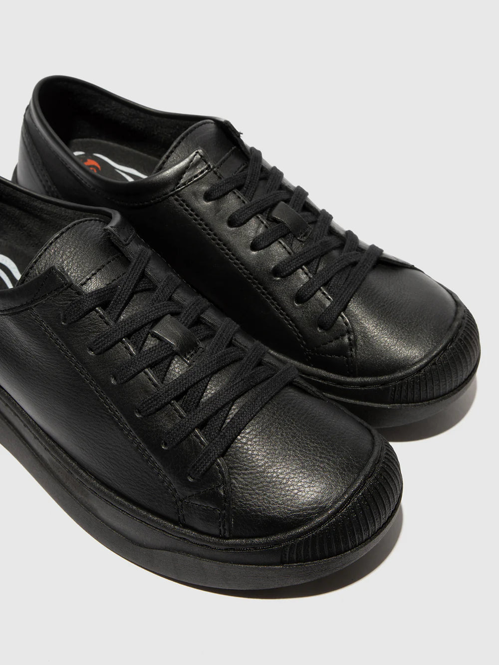 Softinos Women's APUR771SOF Leather Lace-up Trainers Black