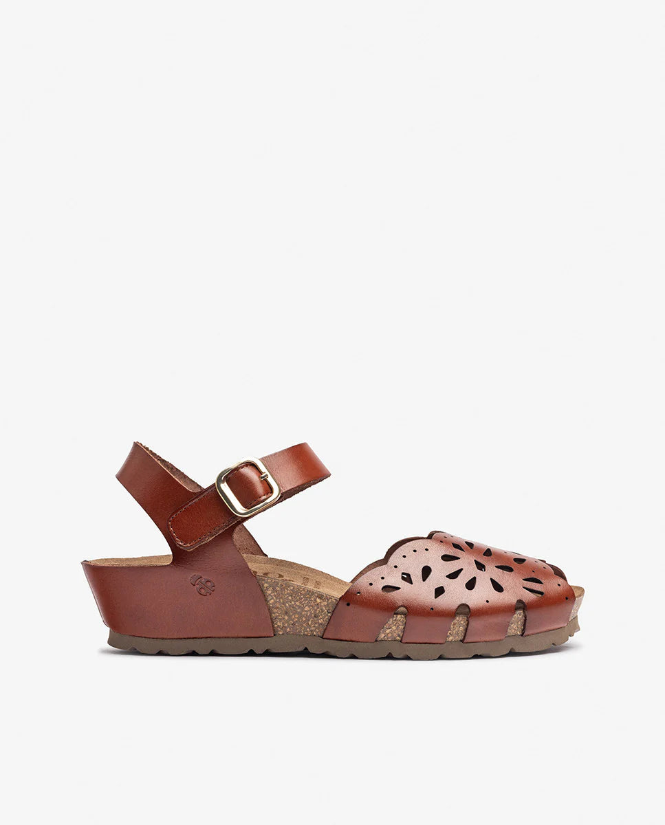 Yokono Women's Monaco 247 Leather Wedge Sandals Neuz Brown