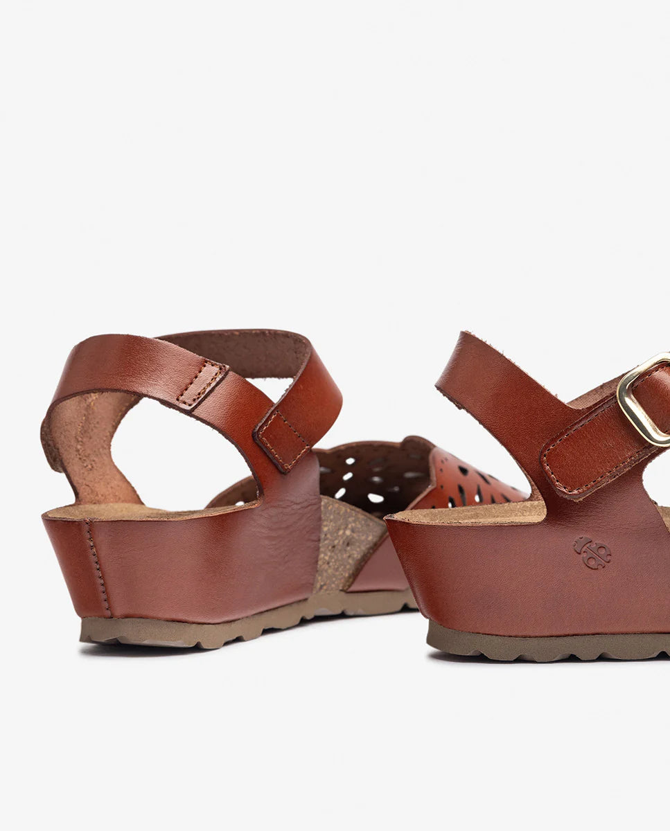 Yokono Women's Monaco 247 Leather Wedge Sandals Neuz Brown