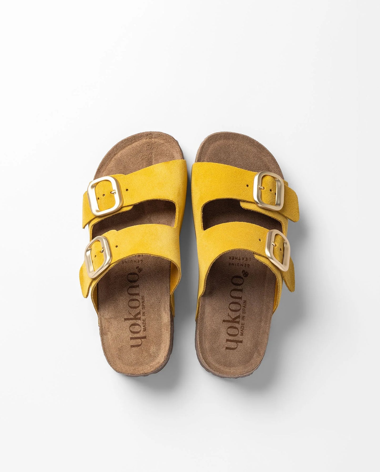 Yokono Women's WIWI-003 Leather Platform Sandals Citron / Yellow