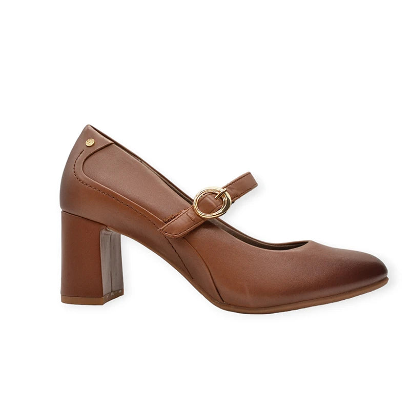 Jana Women's 8-84402-41 Comfort Heel Pumps Shoes Cognac Brown