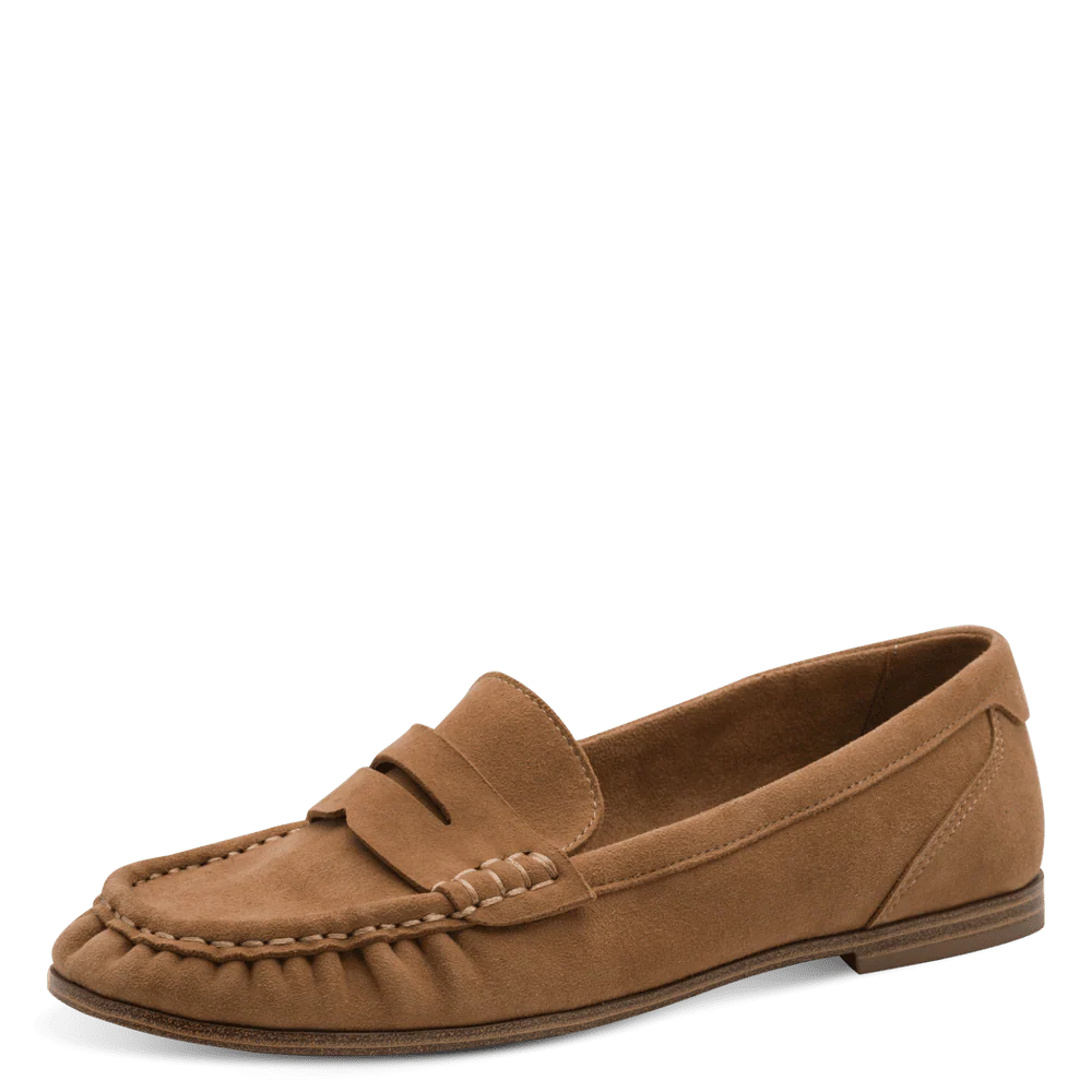 Tamaris Women's 1-24204-46 Leather Slipper Loafer Shoes Camel Brown