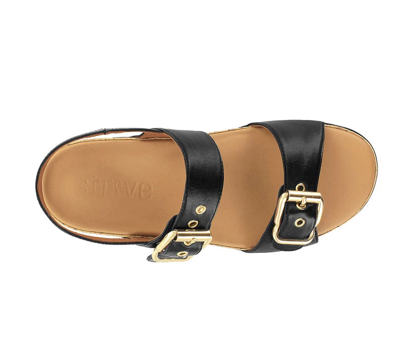 Strive Women's Amalfi Leather Sandals Black