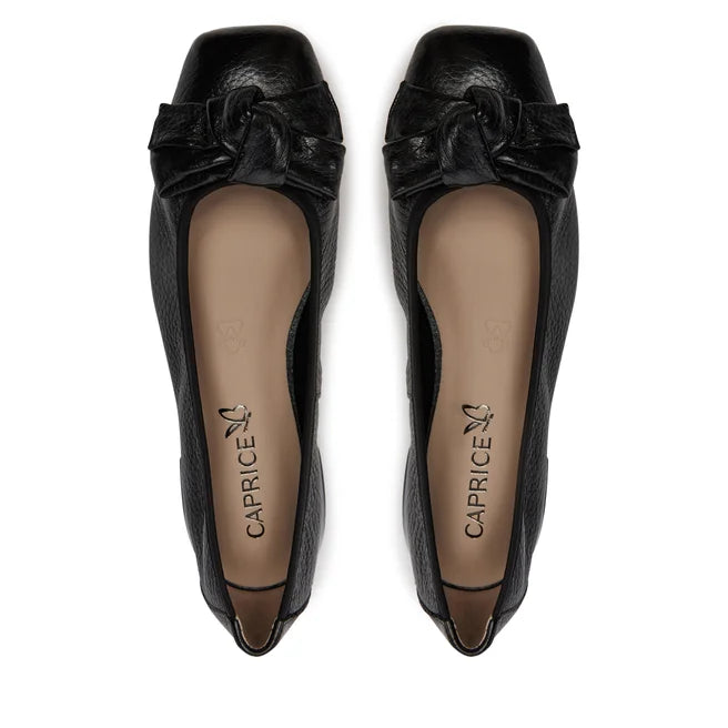 Caprice Women's 9-22105-42 Leather Slip-On Ballet Shoes Black Deer
