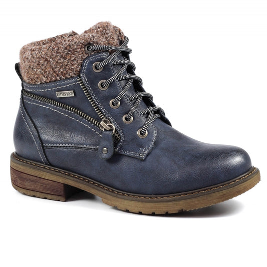 Lunar Women's GLB090 Benson III Waterproof Ankle Boots Navy Blue