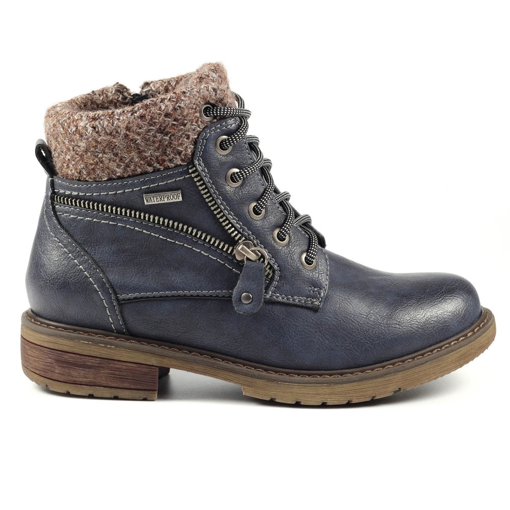 Lunar Women's GLB090 Benson III Waterproof Ankle Boots Navy Blue