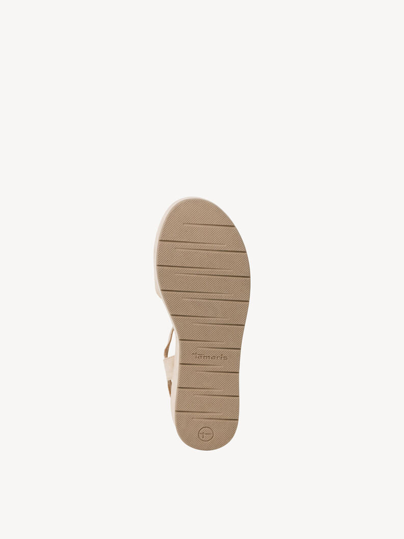 Tamaris Women's 1-28020-42 Wedge Suede Leather Sandals Ivory