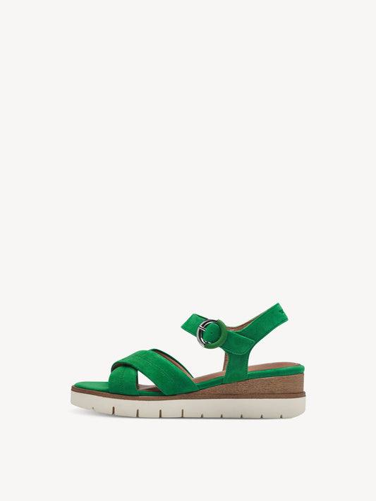 Tamaris Women's 1-28202-42 Heeled Leather Sandals Green