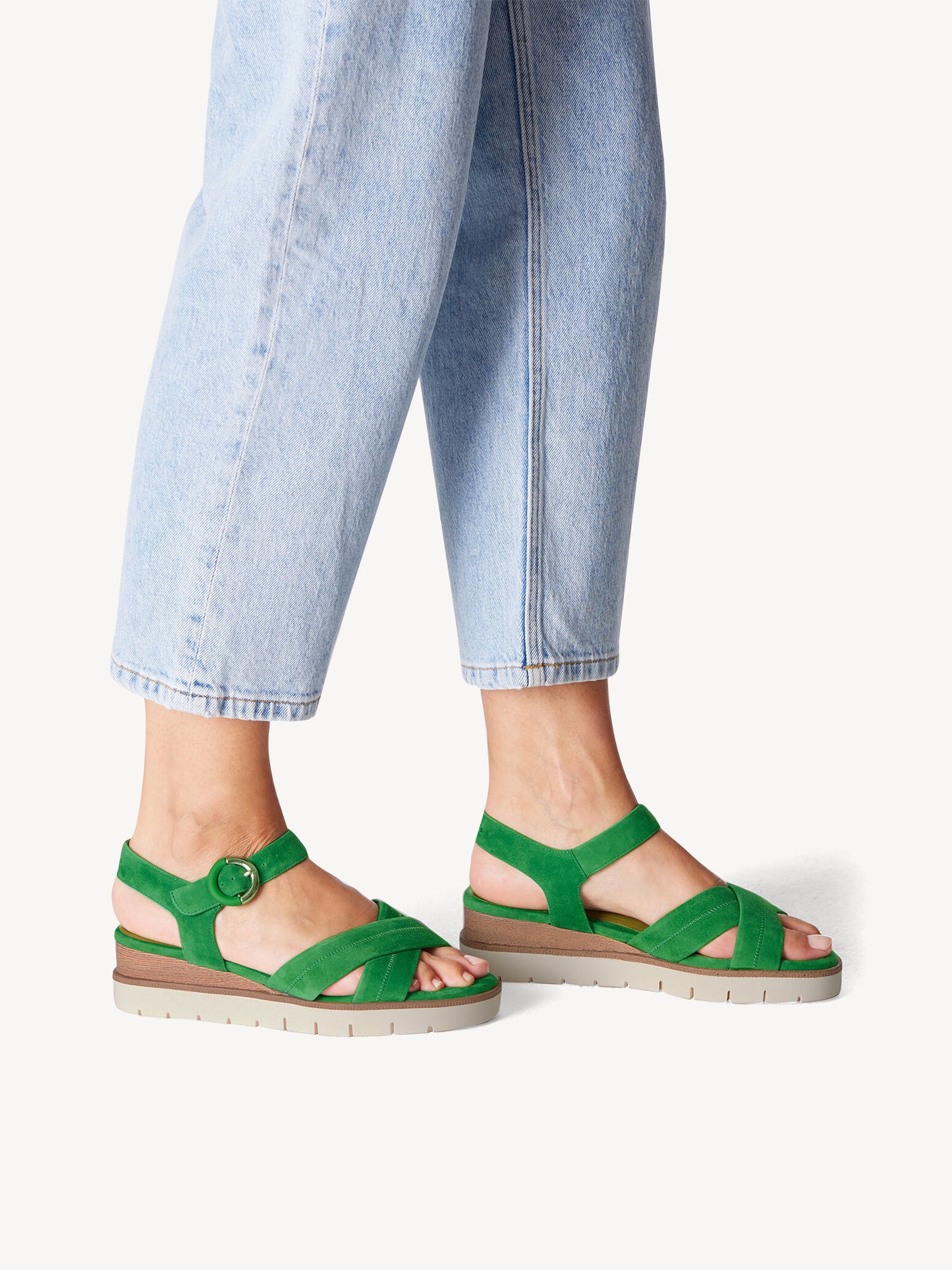 Tamaris Women's 1-28202-42 Heeled Leather Sandals Green