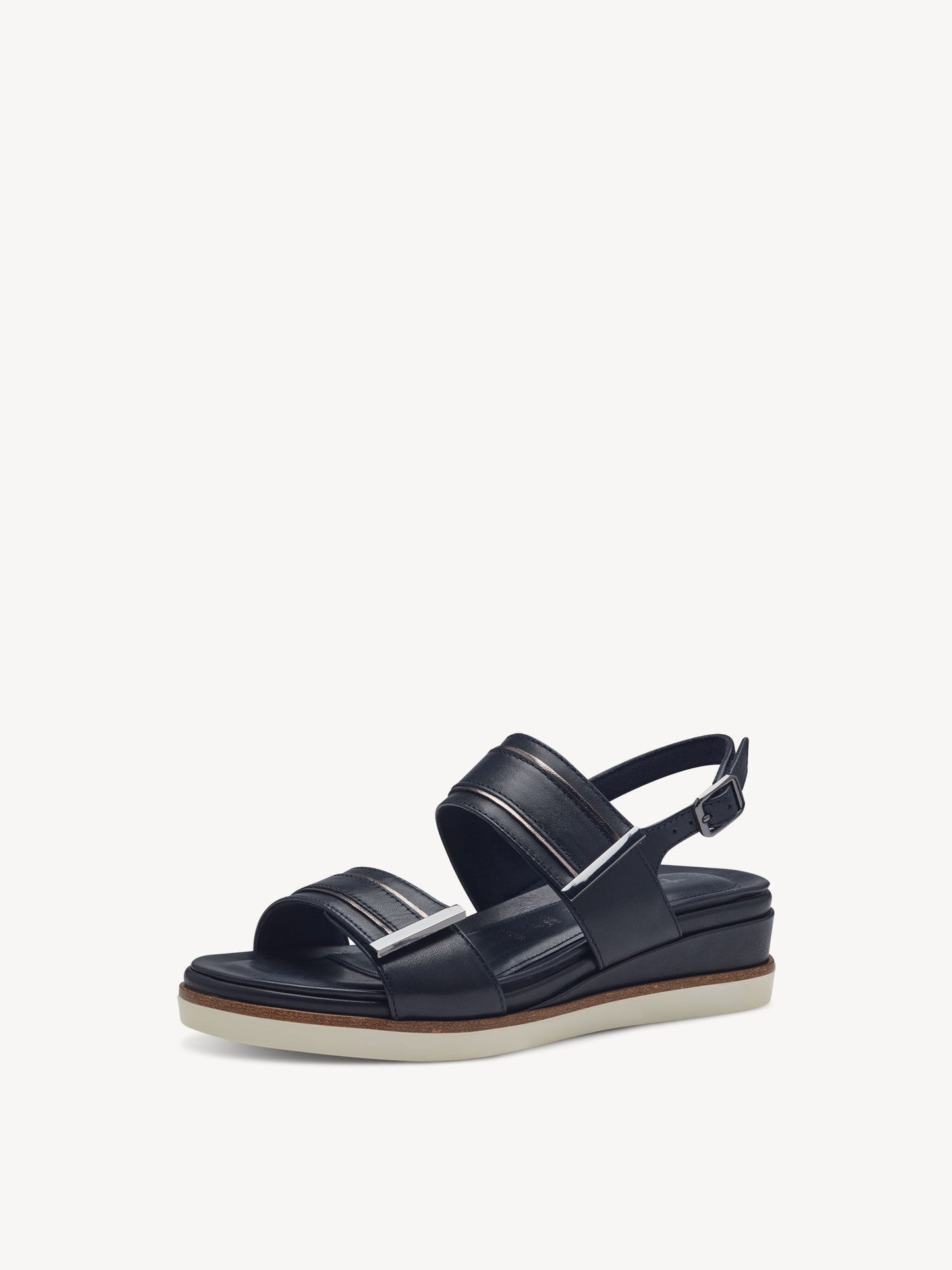 Tamaris Women's 1-28217-42 Leather Heeled Sandals Navy Blue