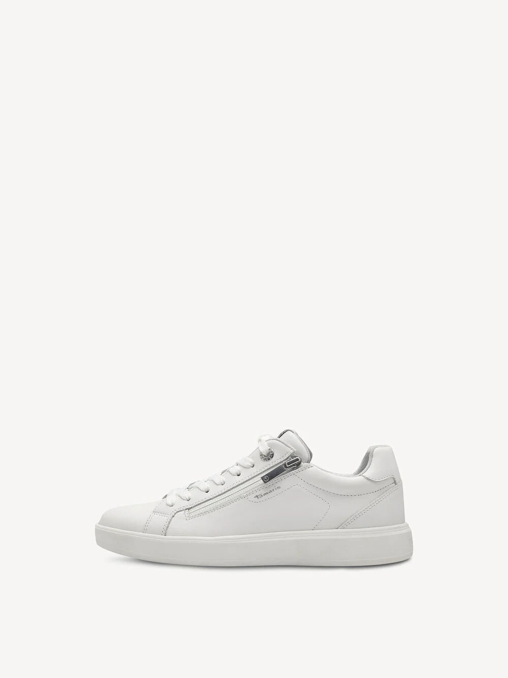 Tamaris Women's 1-23709-44 Leather Lace-Up Sneakers White