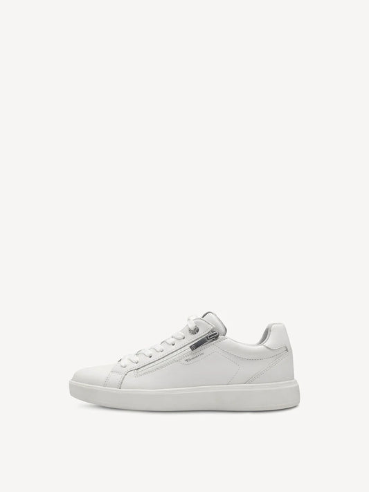 Tamaris Women's 1-23709-44 Leather Lace-Up Sneakers White