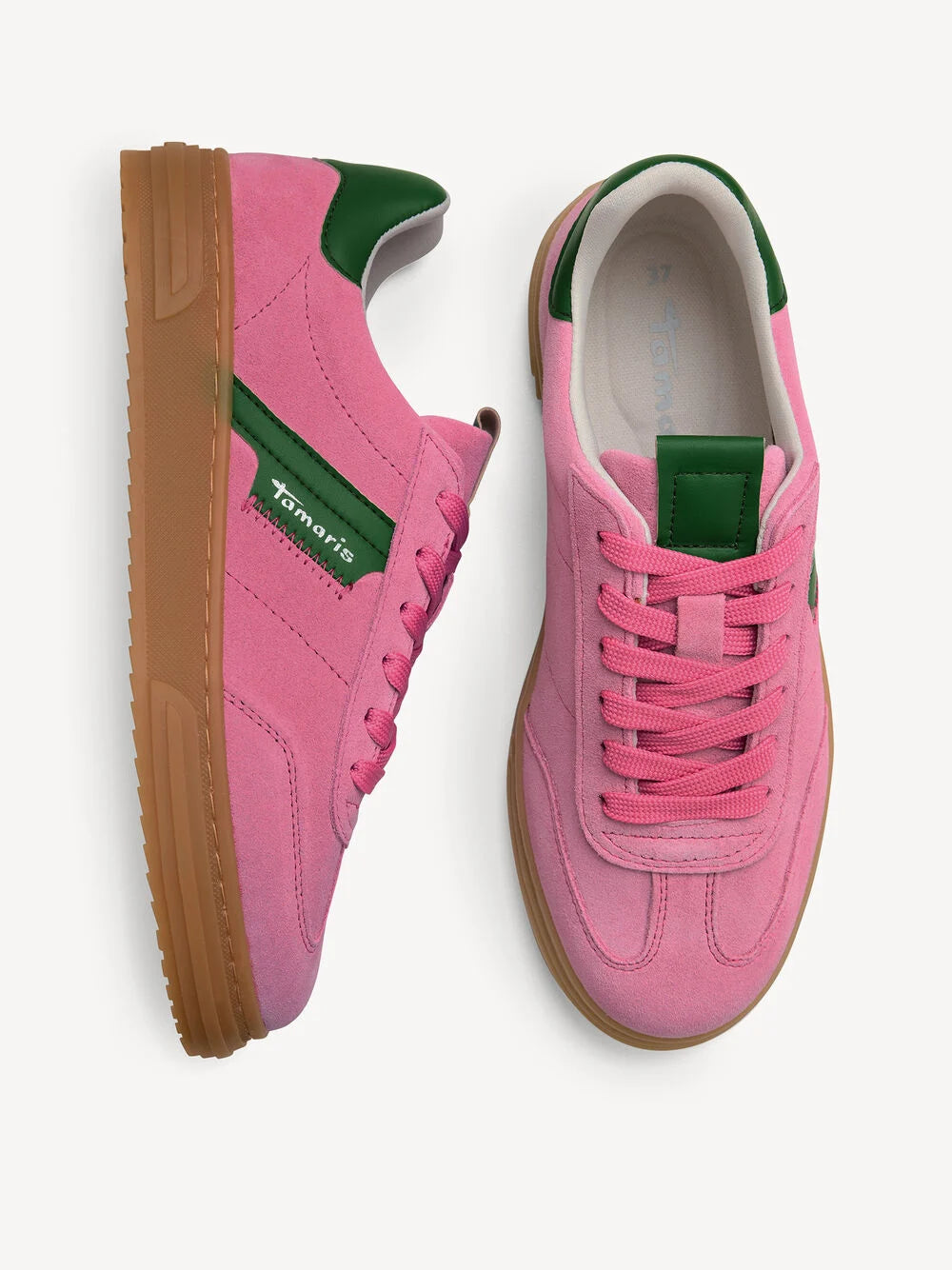 Tamaris Women's 1-23788-42 Leather Lace-Up Sneakers Rose Pink