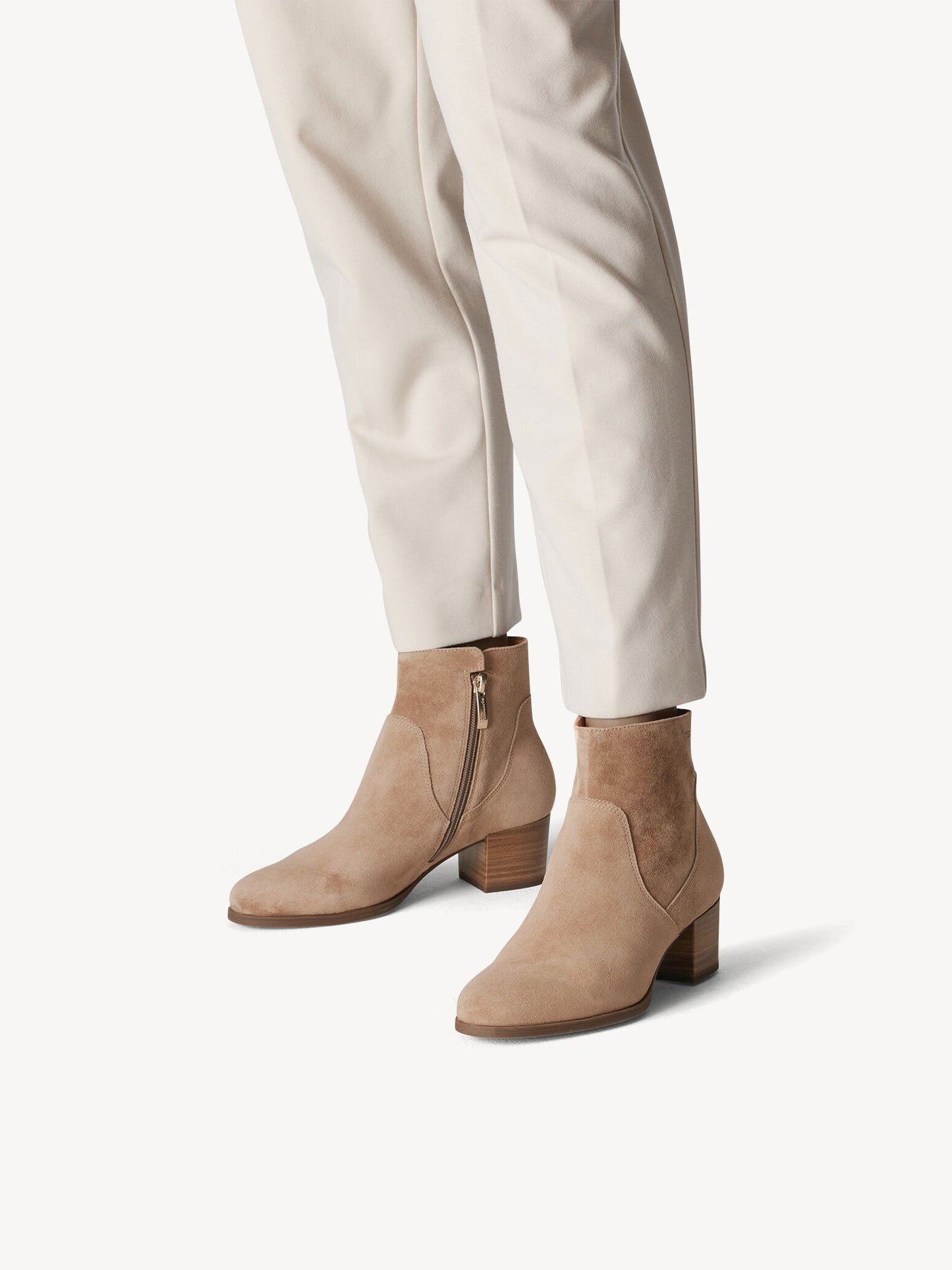 Tamaris Women's 1-25032-43 Leather Ankle Boots Beige