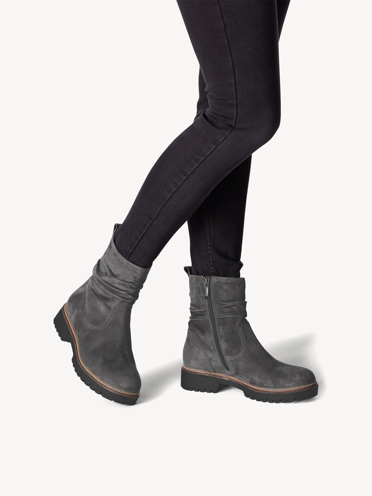 Tamaris Women's 1-25412-43 Leather Ankle Boots Dark Grey