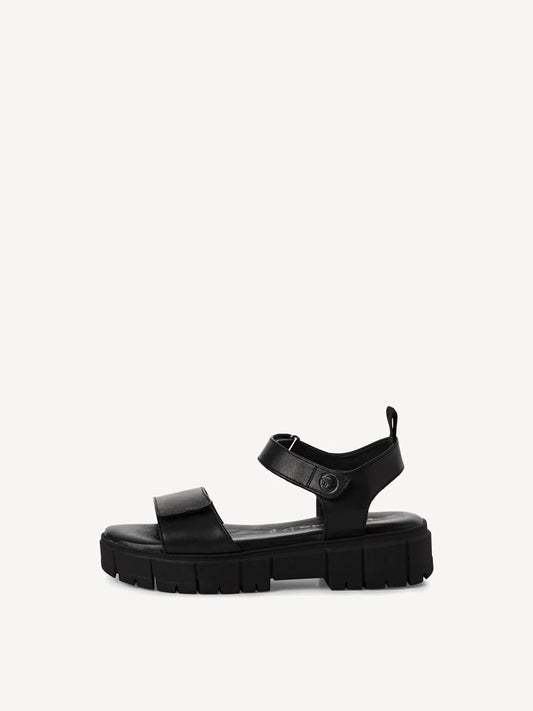 Tamaris Women's 1-28209-44 Leather Heeled Sandals Black