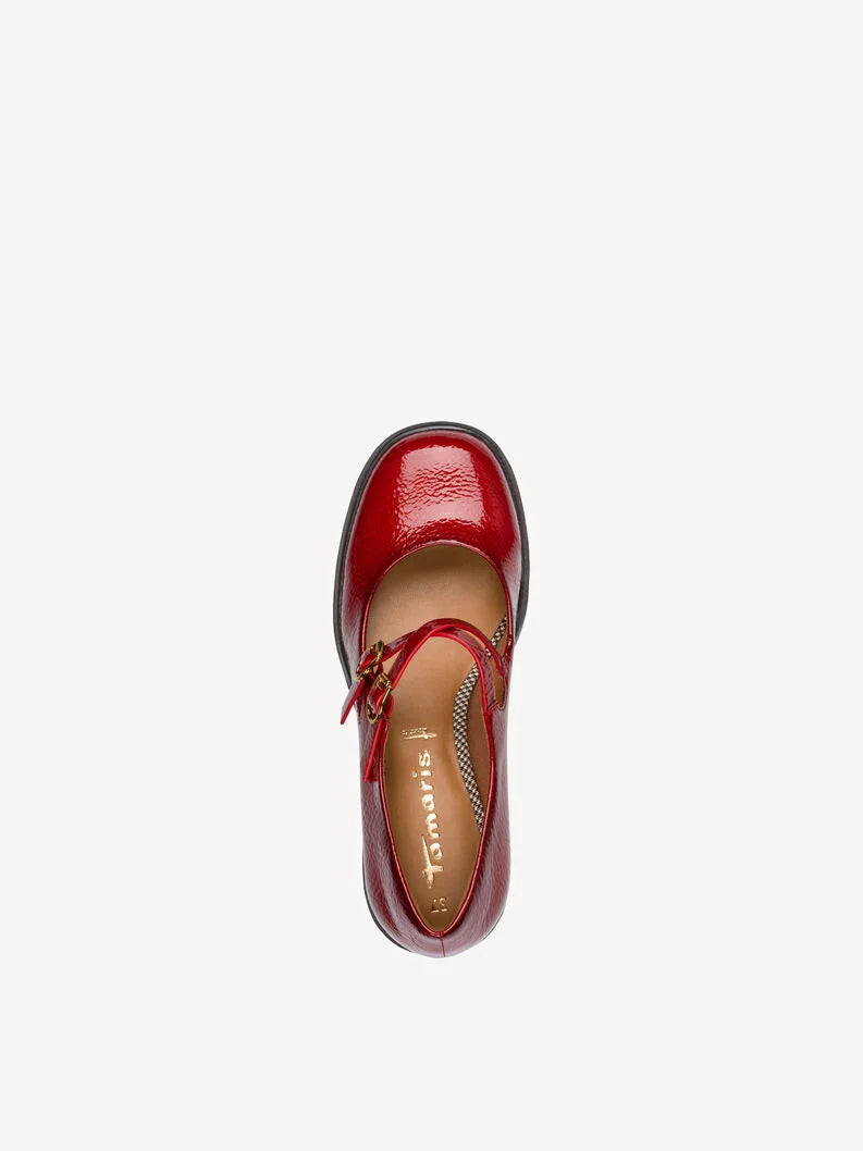 Tamaris Women's 1-22459-45 Leather Pump Heel Shoes Red