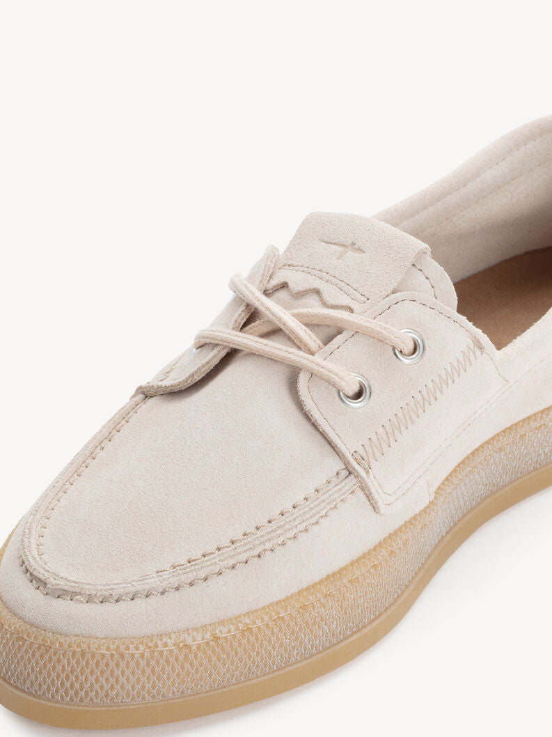 Tamaris Women's 1-23615-46 Leather Lace-Up Moccasin Shoes Antelope Beige