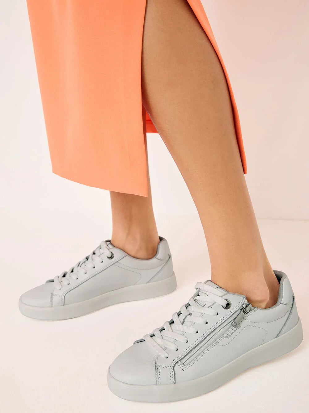 Tamaris Women's 1-23709-44 Leather Lace-Up Sneakers White