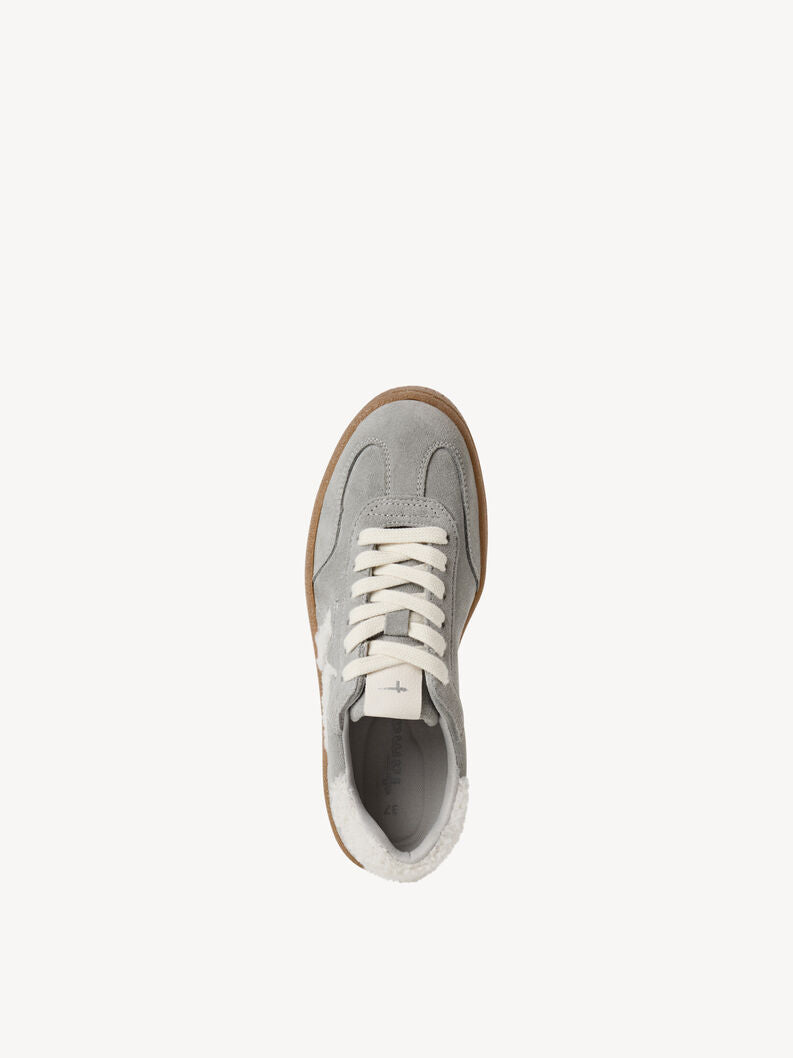 Tamaris Women's 1-23723-44 Leather Lace-Up Sneakers Grey Fur