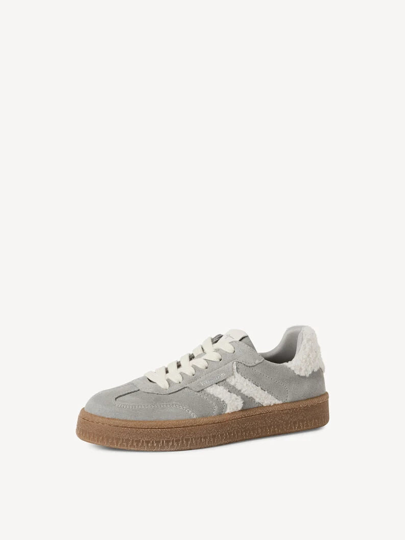 Tamaris Women's 1-23723-44 Leather Lace-Up Sneakers Grey Fur